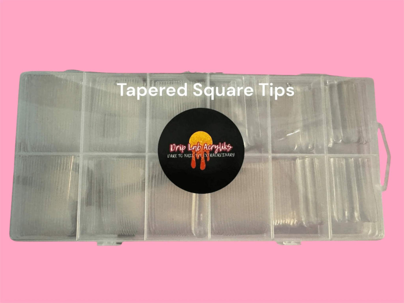 Full cover tapered square 3 XL nail tips box with 240 pieces for gel and acrylic use.