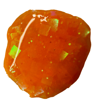 Neon Nail acrylics from the Pool Party Collection with a glitzy orange shade.