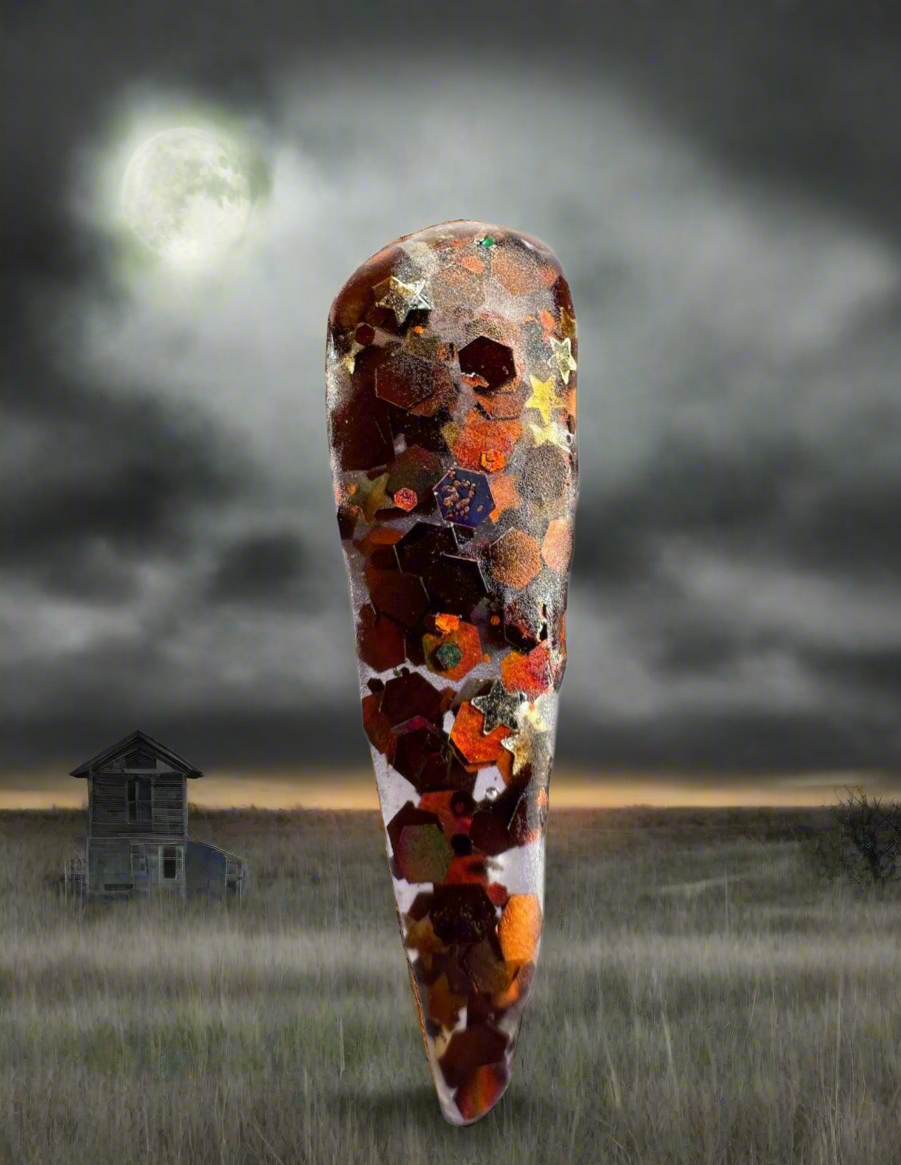 Haunted Hayride acrylic powder with glitter for Halloween-themed nail designs.