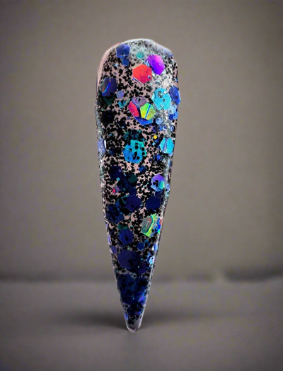 Halloween-themed glitter acrylic powder nail tip from the Haunted Hayride collection.