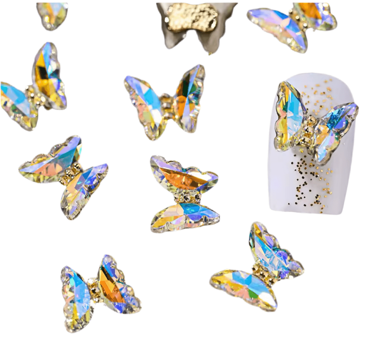 AB Crystal Butterfly Rhinestones Nail Decorations - The Drip Lab