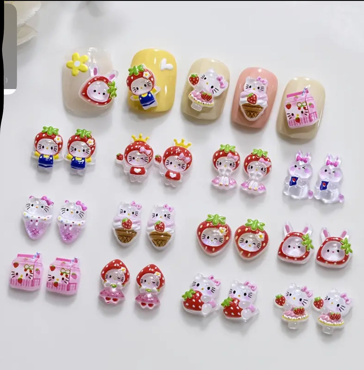 🍓✨ Hello Kitty Nail Charm Kit – Strawberry Sweet Edition ✨🍓