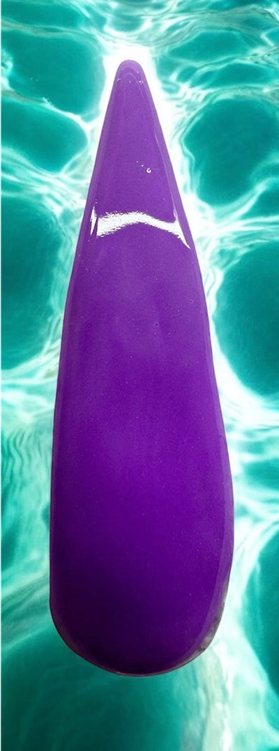 Neon purple nail acrylic from the Pool Party Collection, showcasing a smooth and vibrant finish.