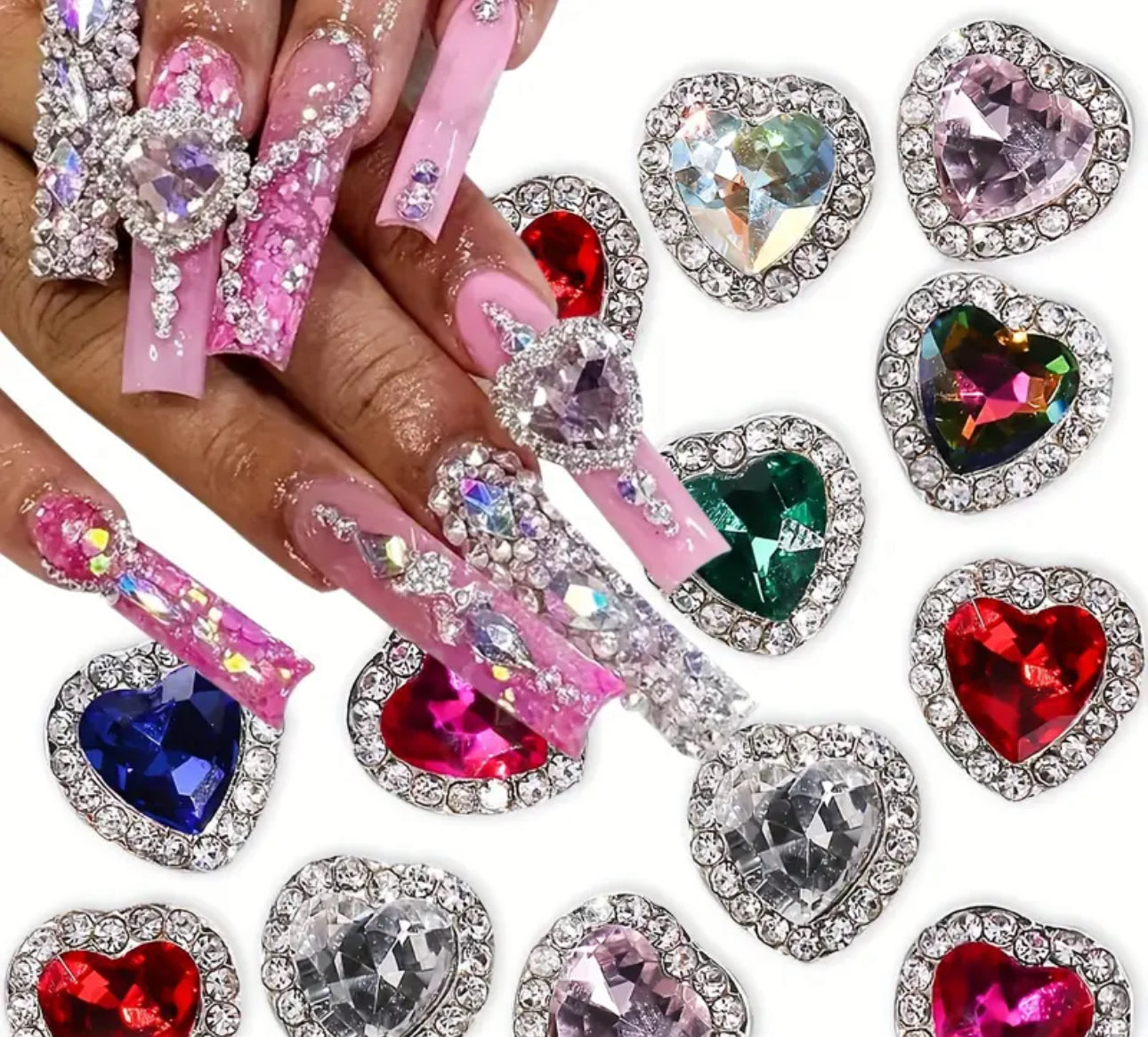 Heart shape stones with Rhinestones