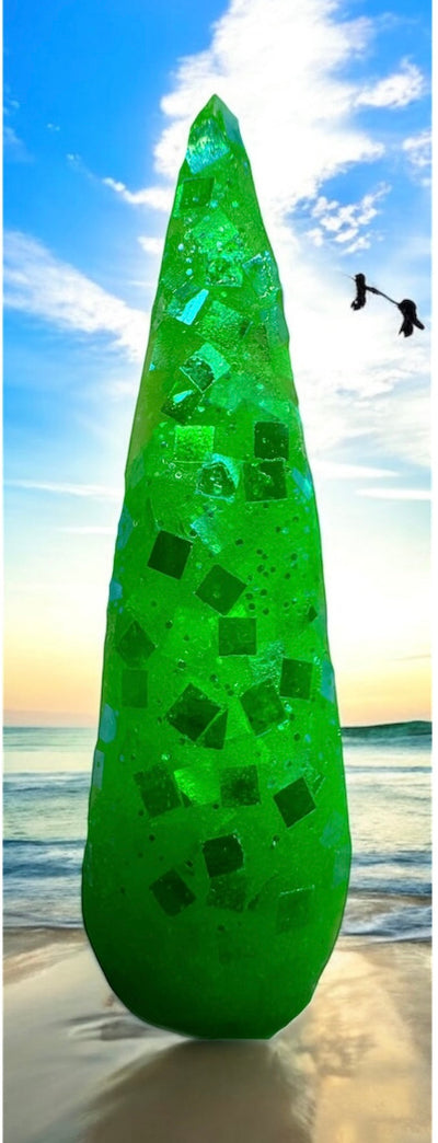 Neon Nail acrylics - Pool Party Collection on beach background.