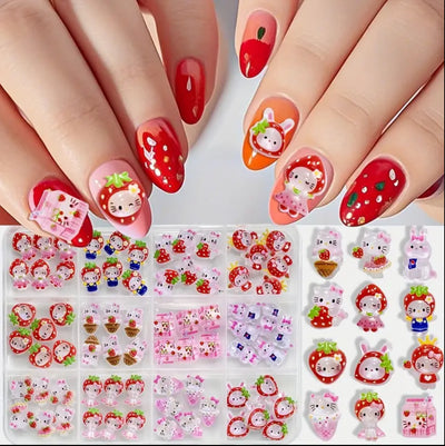 🍓✨ Hello Kitty Nail Charm Kit – Strawberry Sweet Edition ✨🍓