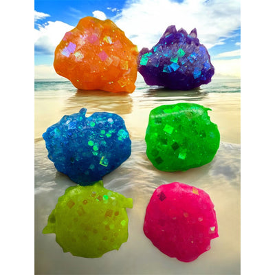 Neon Nail acrylics - Pool Party Collection with vibrant colors and glitzy sparkle, perfect for creative nail sets.