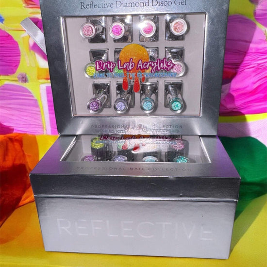 Glitter Gel Nail Polish Collection in custom box with 12 glittery colors.