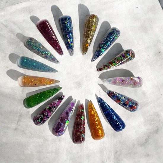 Glitter Acrylic Collection 2 nail set with vibrant colors and sparkling designs.